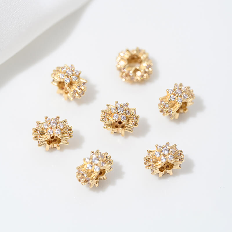 14k gold-plated snowflake spacer beads