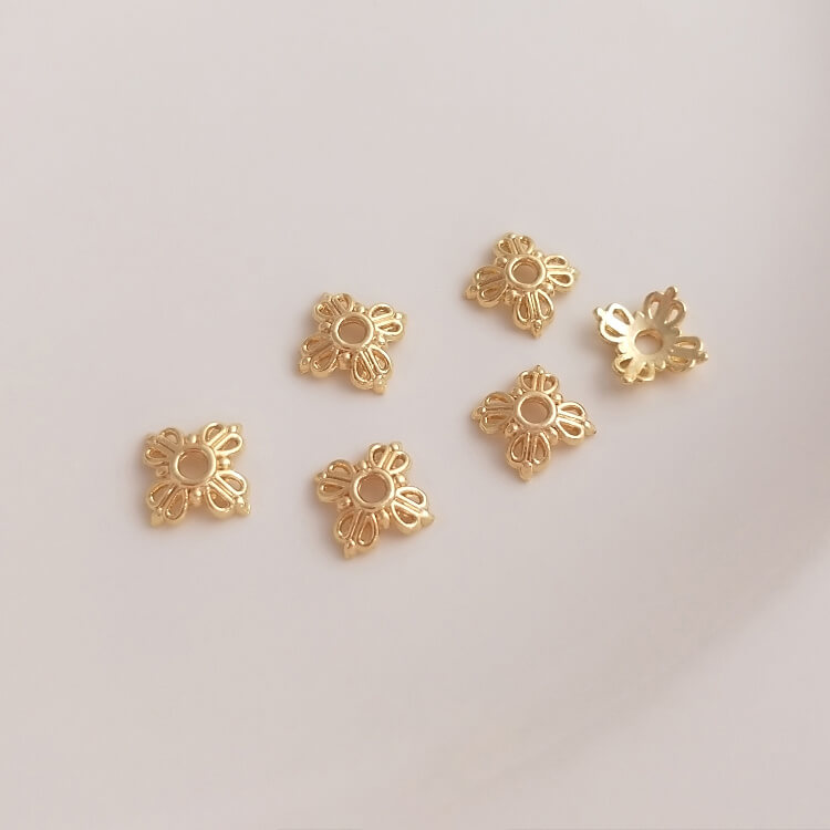 14 gold-plated six-pointed star daisy flower holder hollow flower cap bead holder