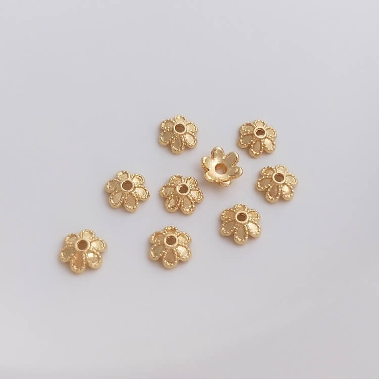 14 gold-plated six-pointed star daisy flower holder hollow flower cap bead holder