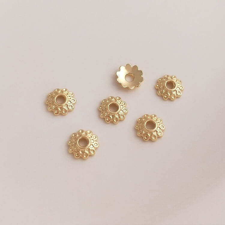 14 gold-plated six-pointed star daisy flower holder hollow flower cap bead holder