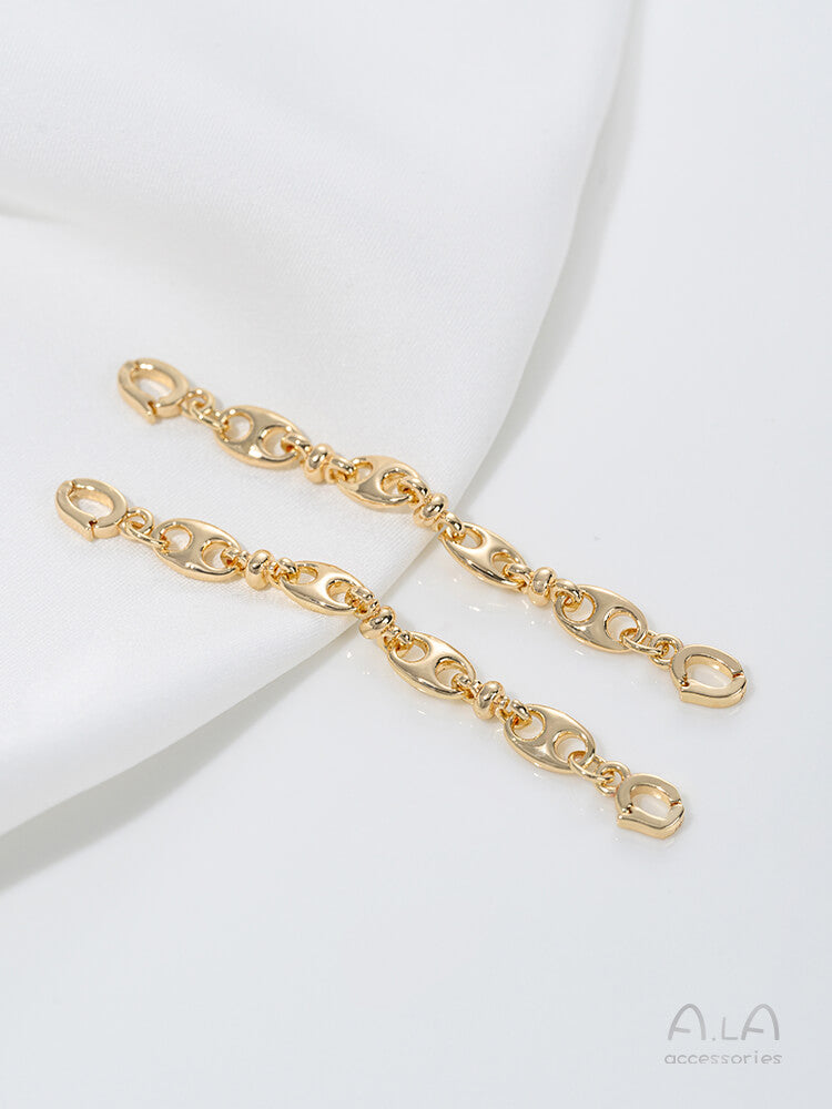 14k gold-plated white k Japanese-style chain pig nose chain double-head buckle lengthened chain