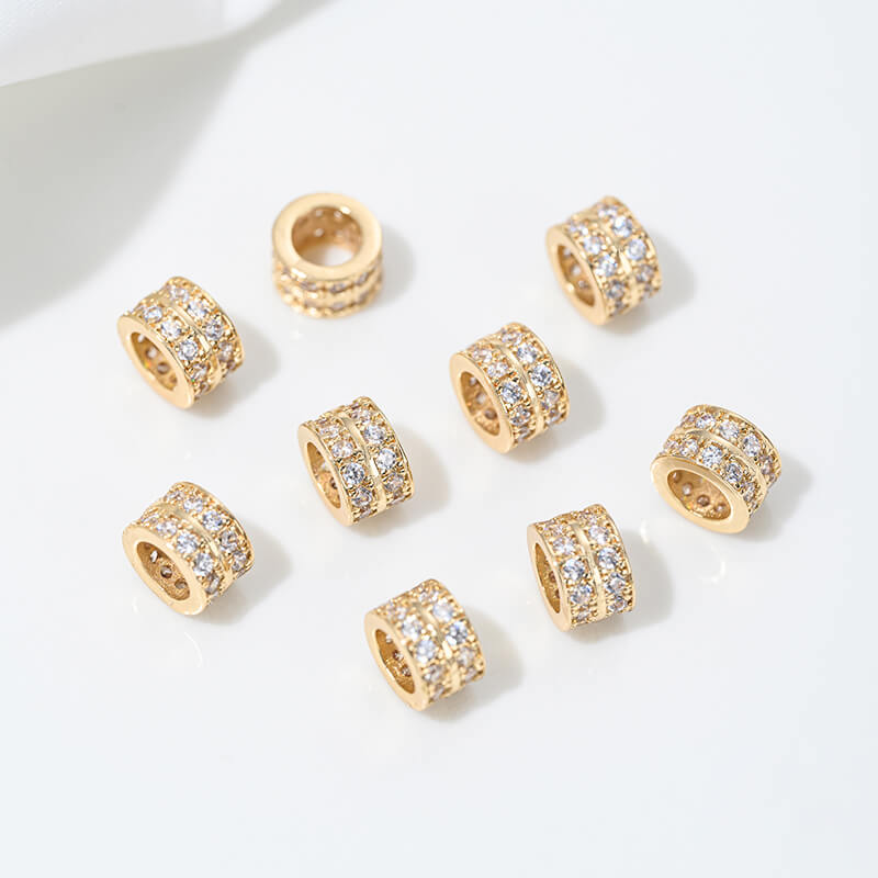 14K gold-plated zircon spacer beads