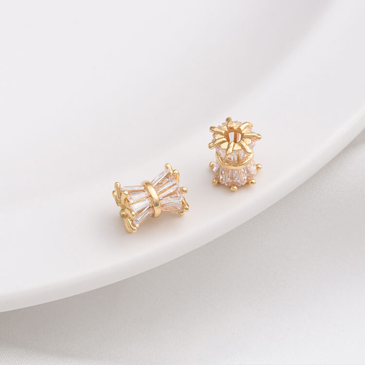 14K gold-plated micro-inlaid zircon wheel spacer with large hole