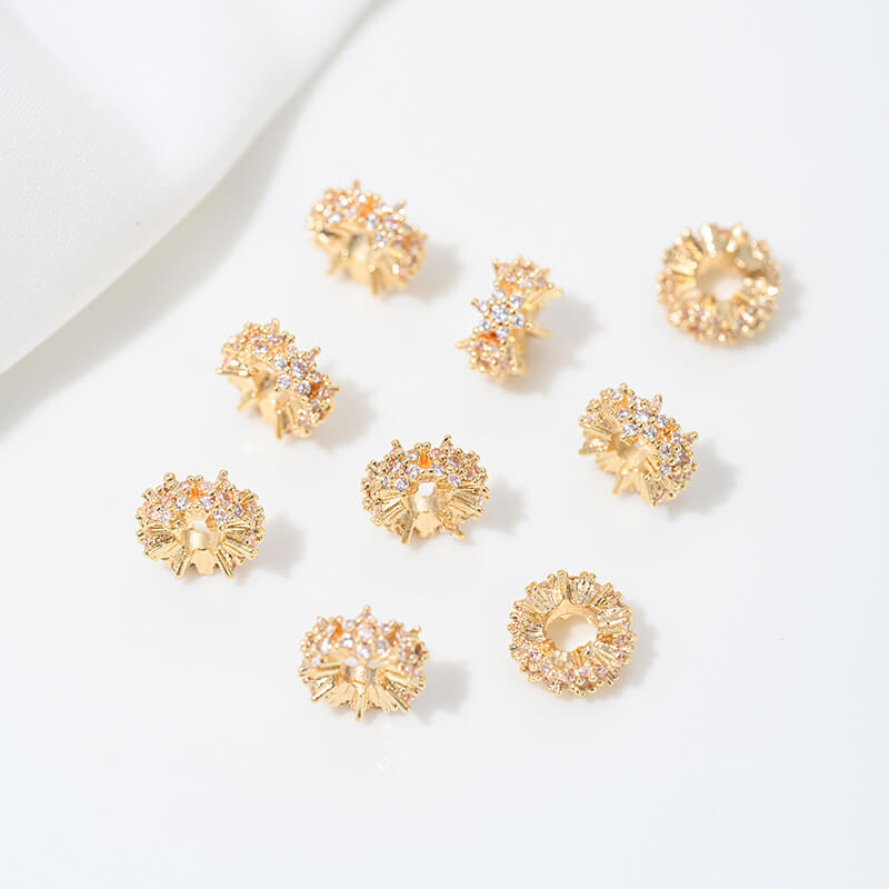 14k gold-plated snowflake spacer beads