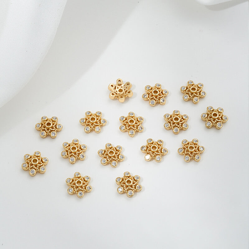 Inlaid with zircon snowflakes, daisy and plum blossoms, small bead holders