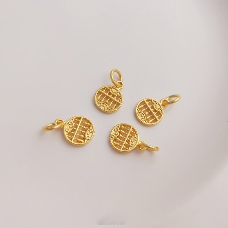 Gold sand beads peach blossom pendant abacus blessing pendant