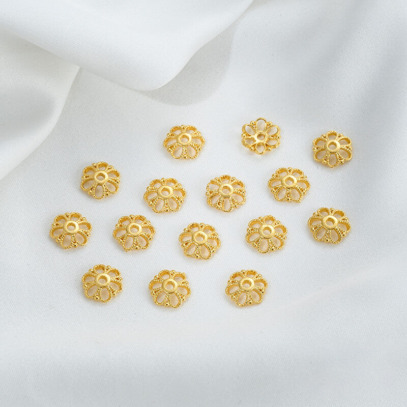 Sand gold flower holder with beaded double-sided flower holder