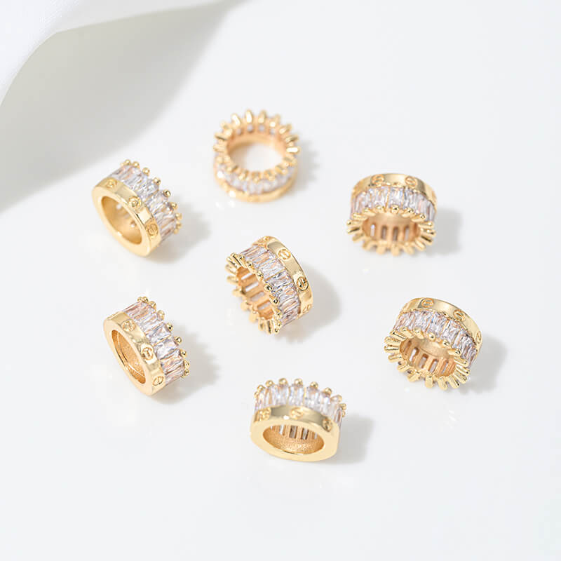 14K gold-plated zircon spacer beads