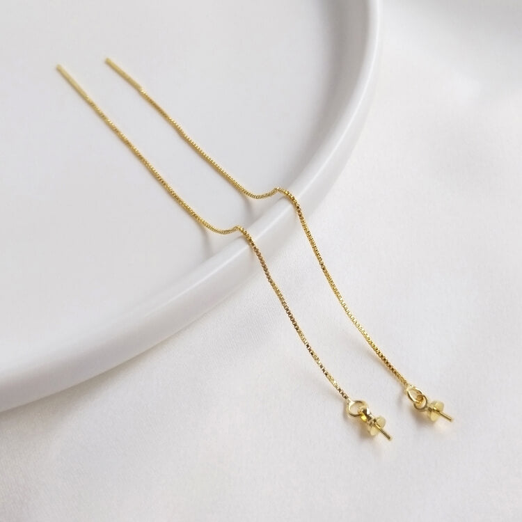 Earring Findings – 18K Gold Plated Copper Ear Wires, Rose & White Gold Threader Chains with Pins, Loops, and Open Rings for DIY Tassel Earrings