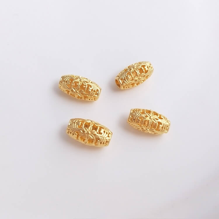 Gold pendant hollow carved spacer beads blessing word lantern flower ball