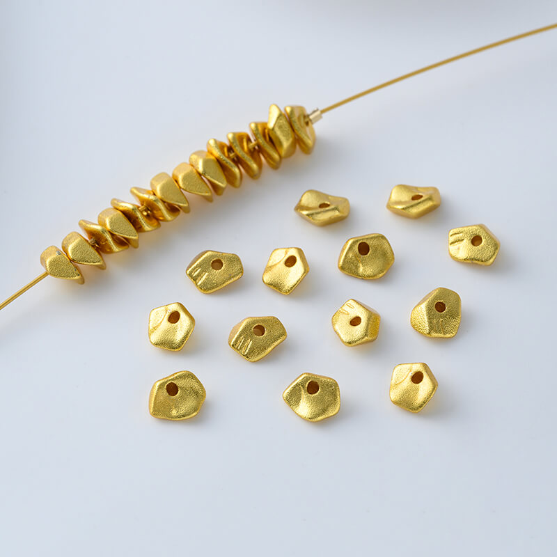 Copper plated gold shaped lucky copper coin spacer beads