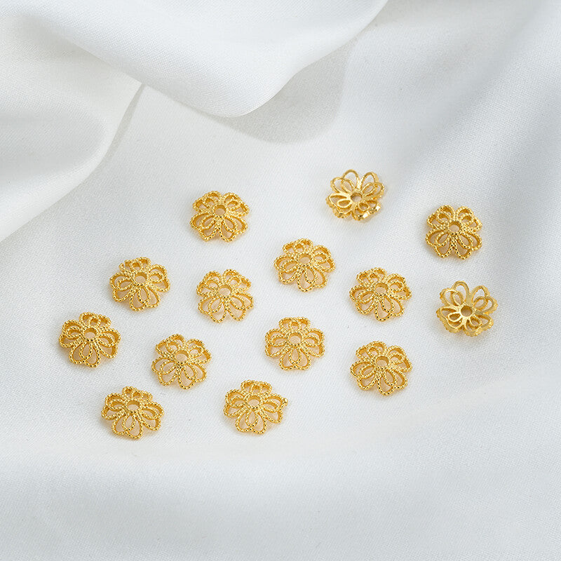 Sand gold flower holder with beaded double-sided flower holder