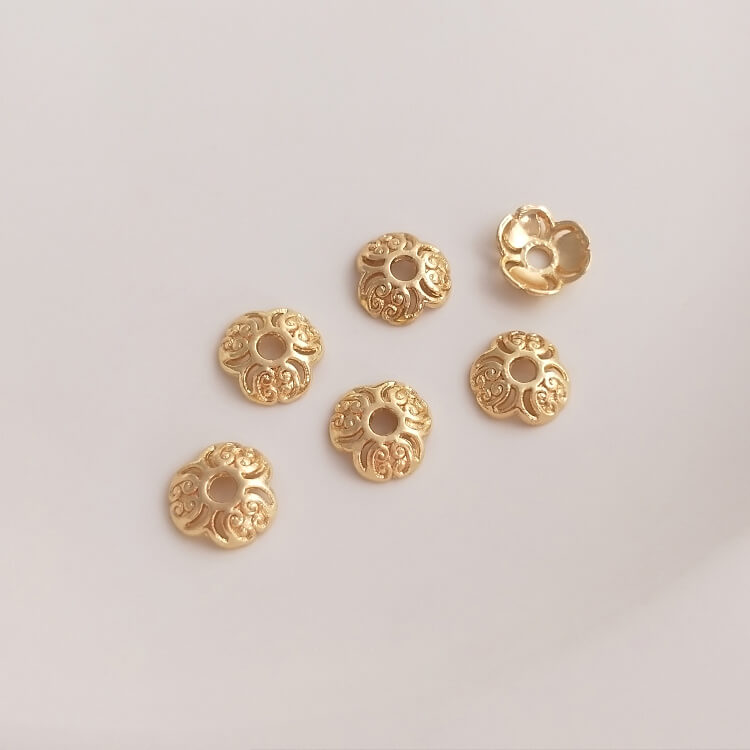14 gold-plated six-pointed star daisy flower holder hollow flower cap bead holder