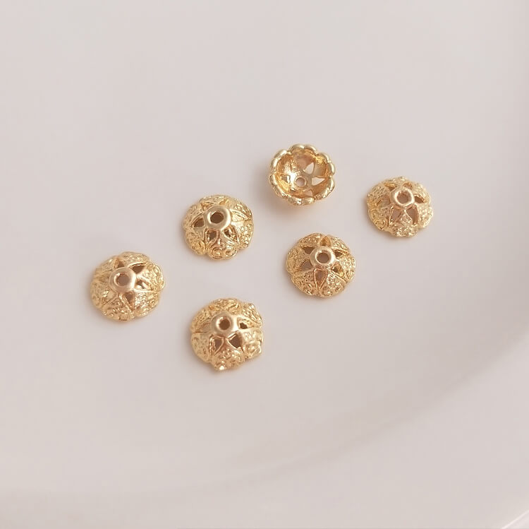 14 gold-plated six-pointed star daisy flower holder hollow flower cap bead holder