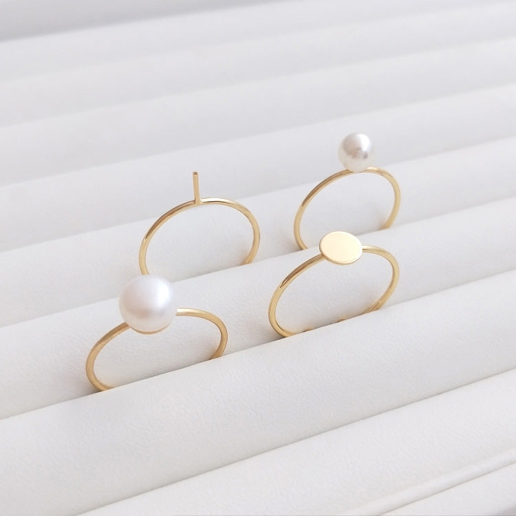 Ring flat holder, half hole bead pin, 6mm & 8mm, open ring