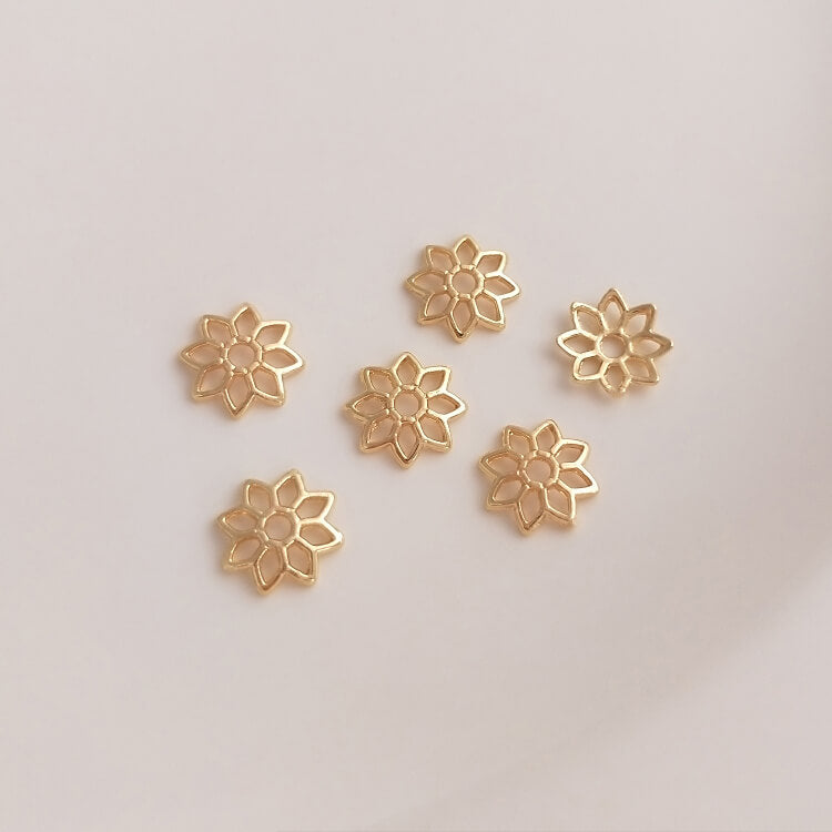 14 gold-plated six-pointed star daisy flower holder hollow flower cap bead holder