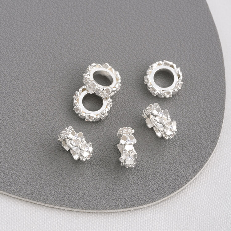 925 silver with zircon wreath spacer bead