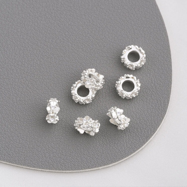 925 silver with zircon wreath spacer bead