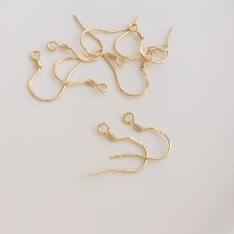 925 steel stamped 14K gold-plated imitation silver spring ear hooks