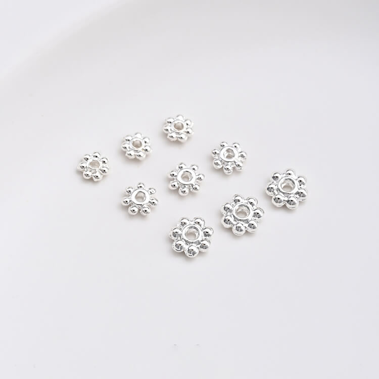 925 thick silver plated snowflake spacer