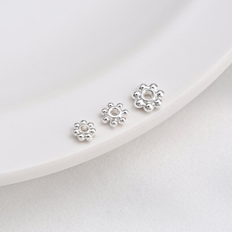 925 thick silver plated snowflake spacer
