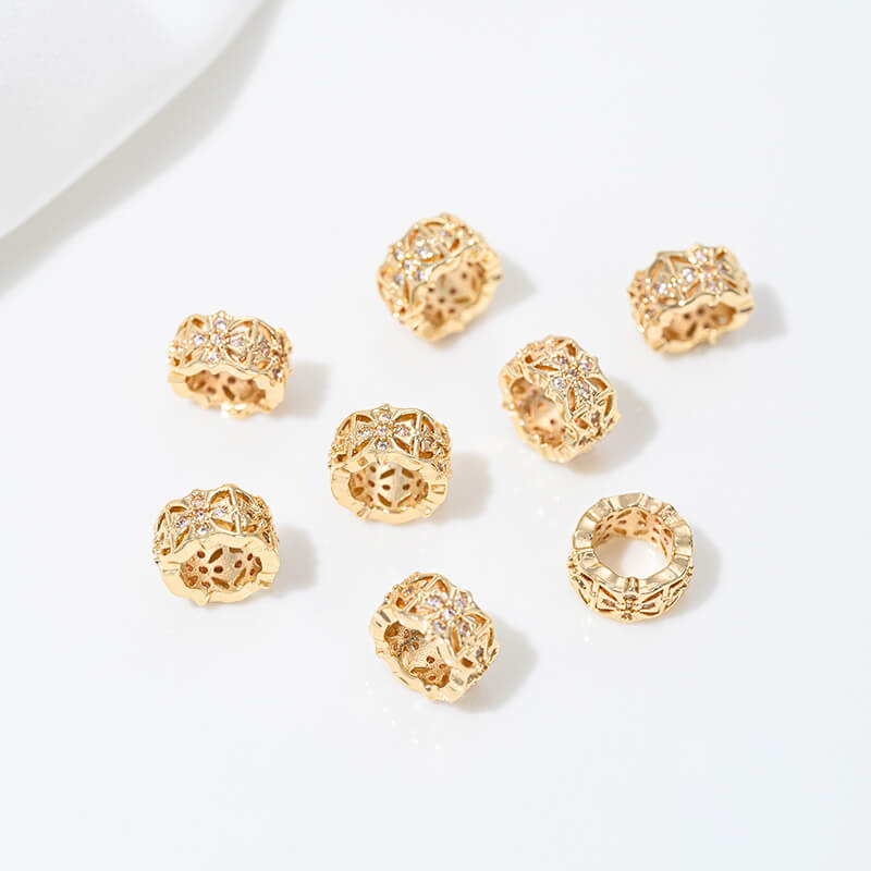 14k gold-plated snowflake spacer beads