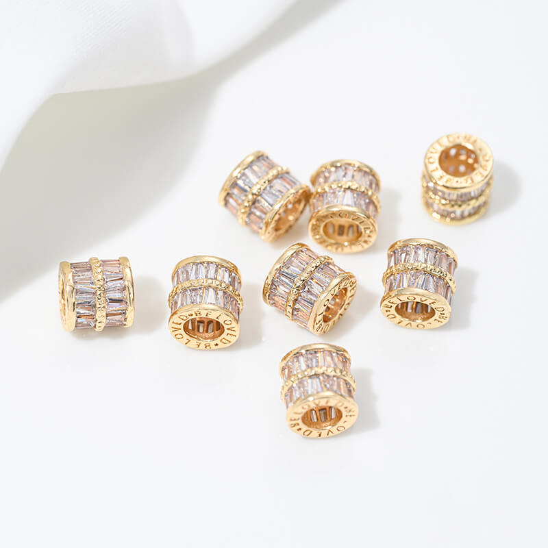 14K gold-plated zircon spacer beads
