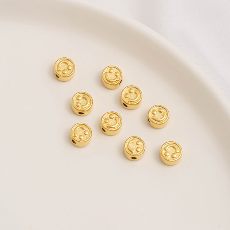 Gold Pumpkin Beads Lantern Beads Fu Zi Hui Pattern Transfer Beads Small Fish Peach Blossom Through Hole Beads