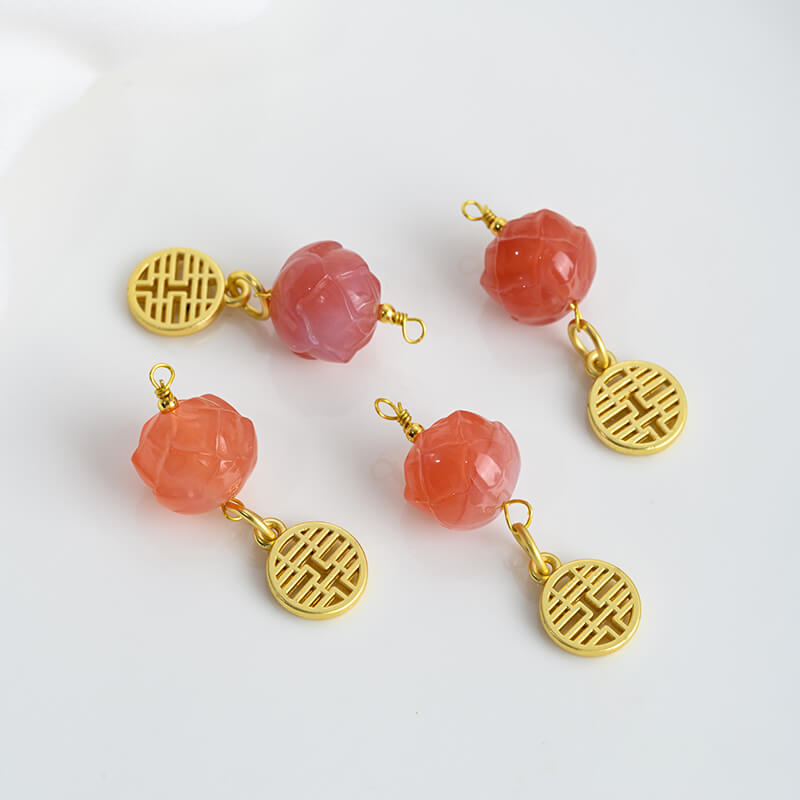 Natural red sugar agate high ice agate spacer bead pendant