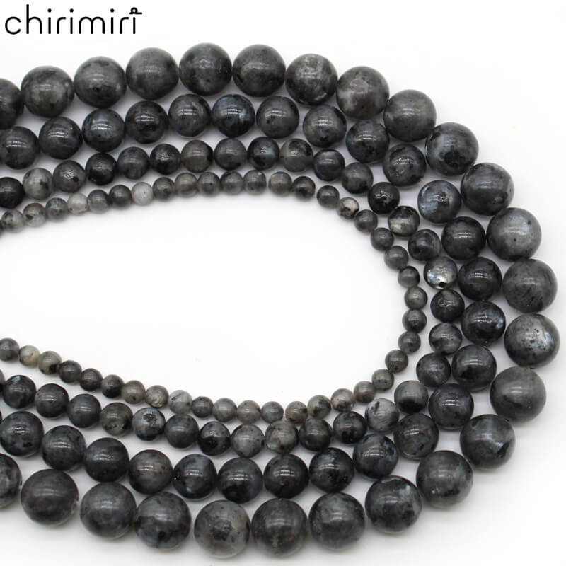 Black flash stone loose beads DIY handmade materials
