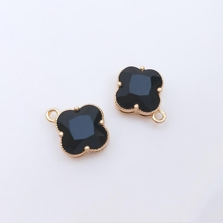Copper-clad 14K real gold inlaid with large zircon heart four-leaf clover pendant