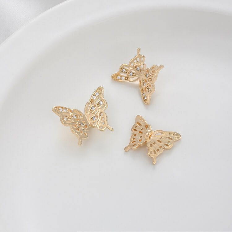 Zirconium-inlaid butterfly spacer beads with holes