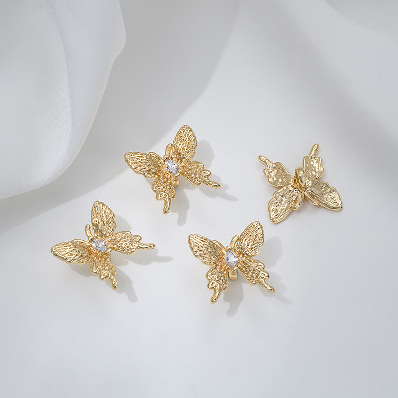 Butterfly back-through spacer beads 14K gold-plated platinum