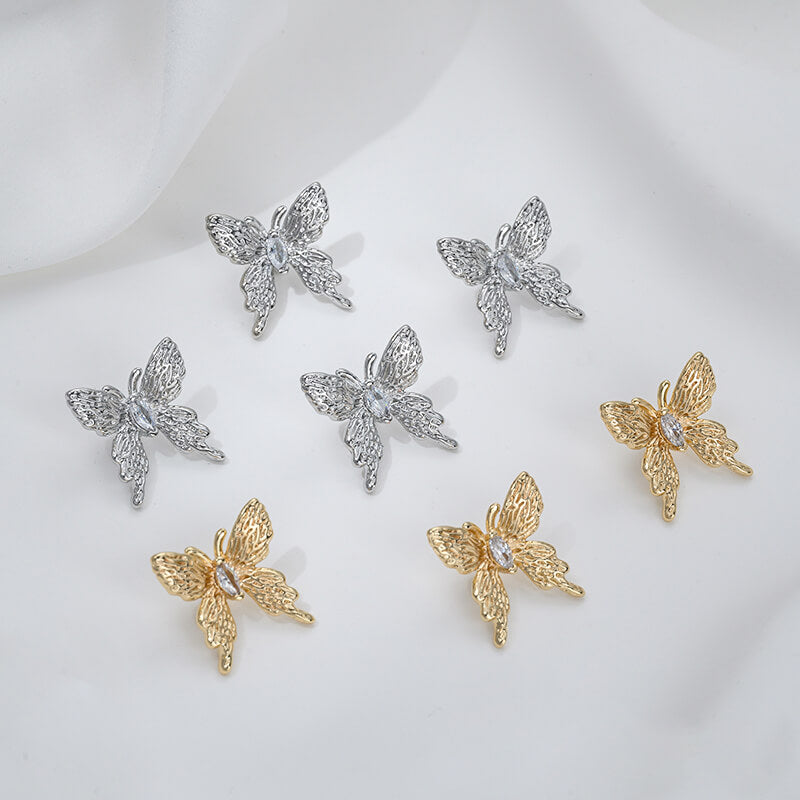 Butterfly back-through spacer beads 14K gold-plated platinum