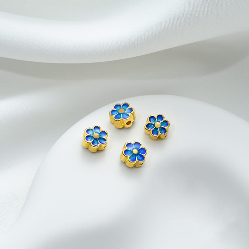 Pure copper plated gold-plated blue cloisonne flower tray with dripping oil small flower spacer beads