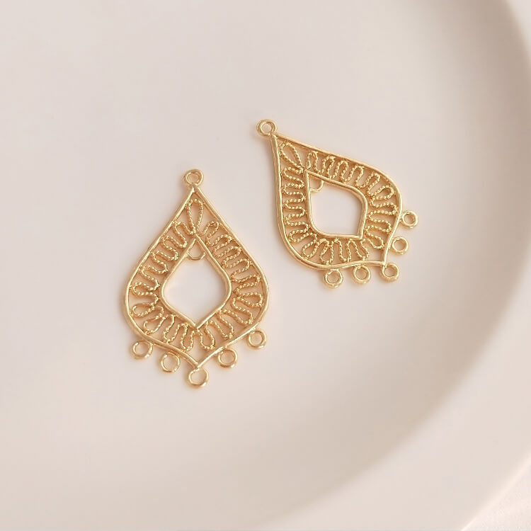 Hollow lace geometric heart-shaped diamond multi-ring tassel earrings