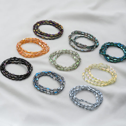 Colorful glass crystal faceted oval beads A91