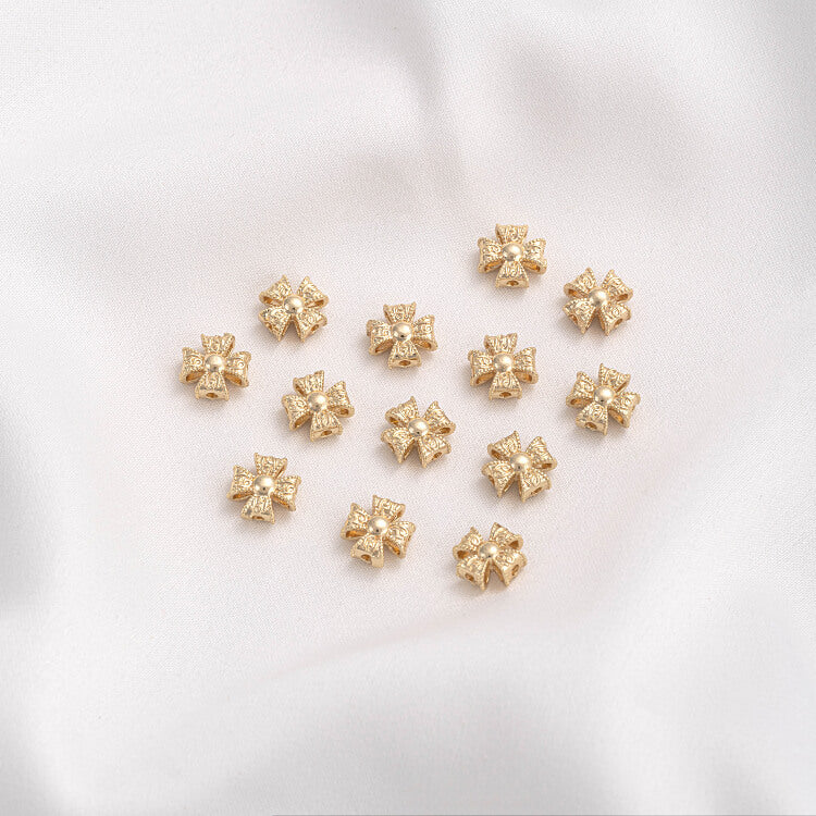 Copper-clad 14K real gold cross spacer beads