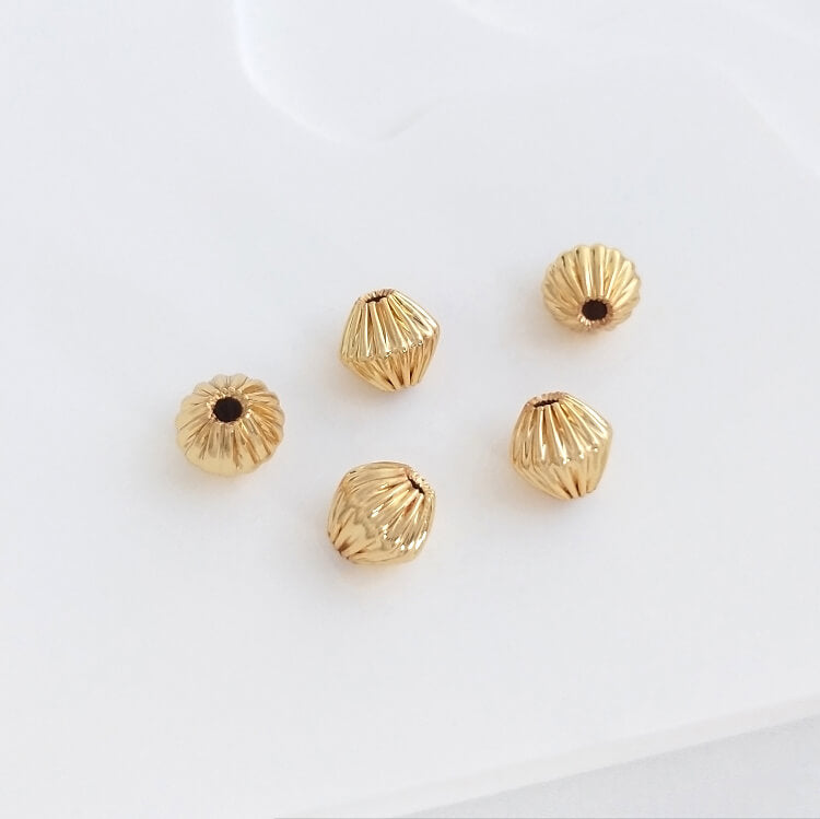 Copper-clad 14K real gold diamond-shaped melon-patterned beads