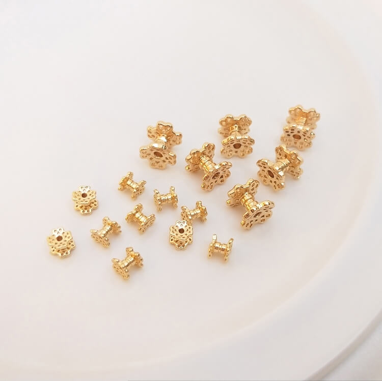 Copper-clad 14K real gold double-sided flower holder 20 pieces