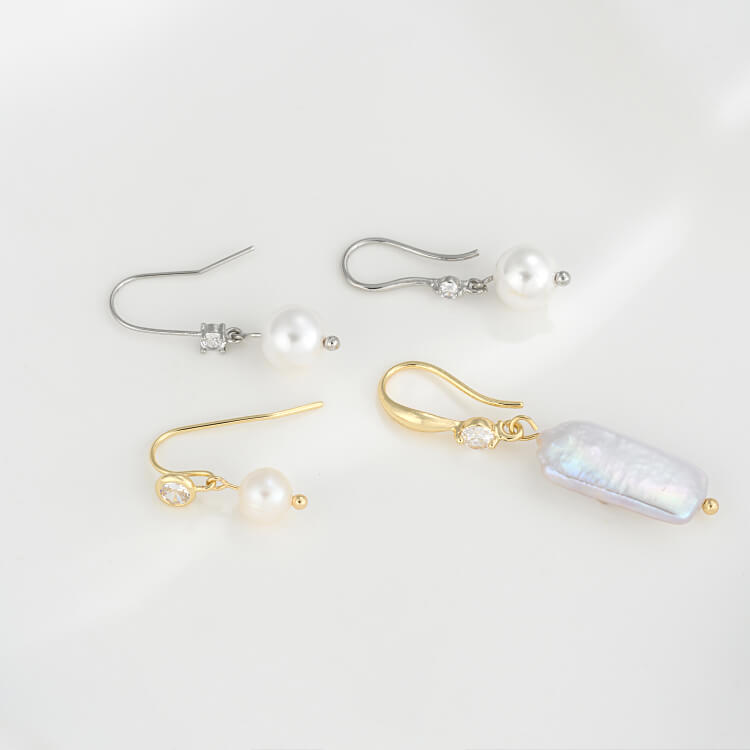 Copper-clad 14K real gold zircon ear hook DIY accessories
