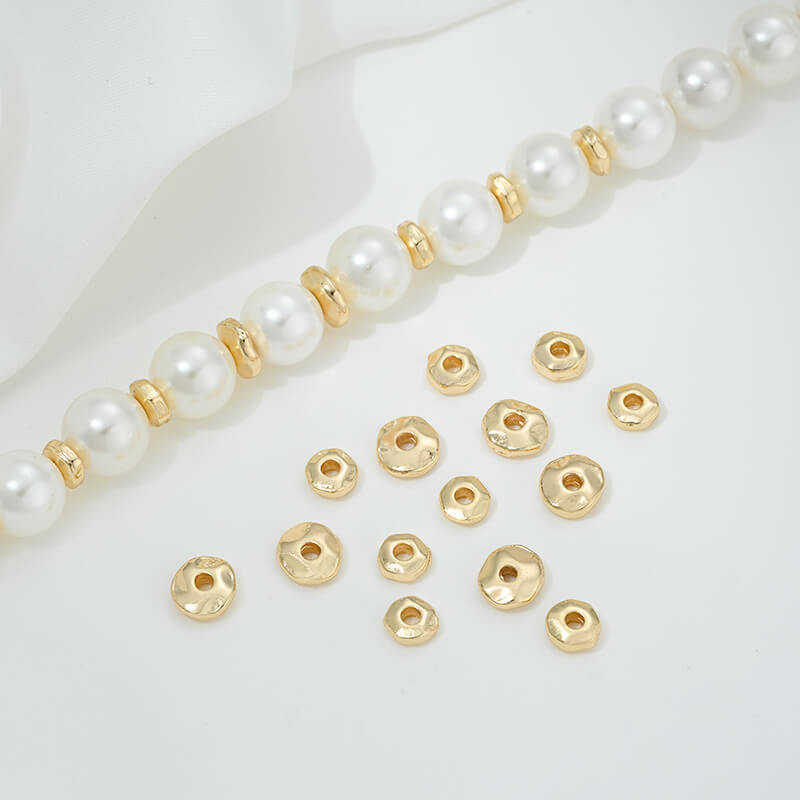 Copper-clad 14k real gold thick silver small gold spacer beads