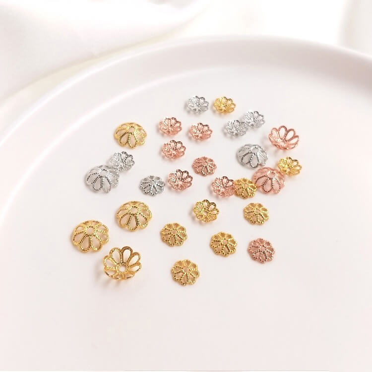 Copper-clad 18K real gold, white gold, rose gold 6mm, 8mm receptacle