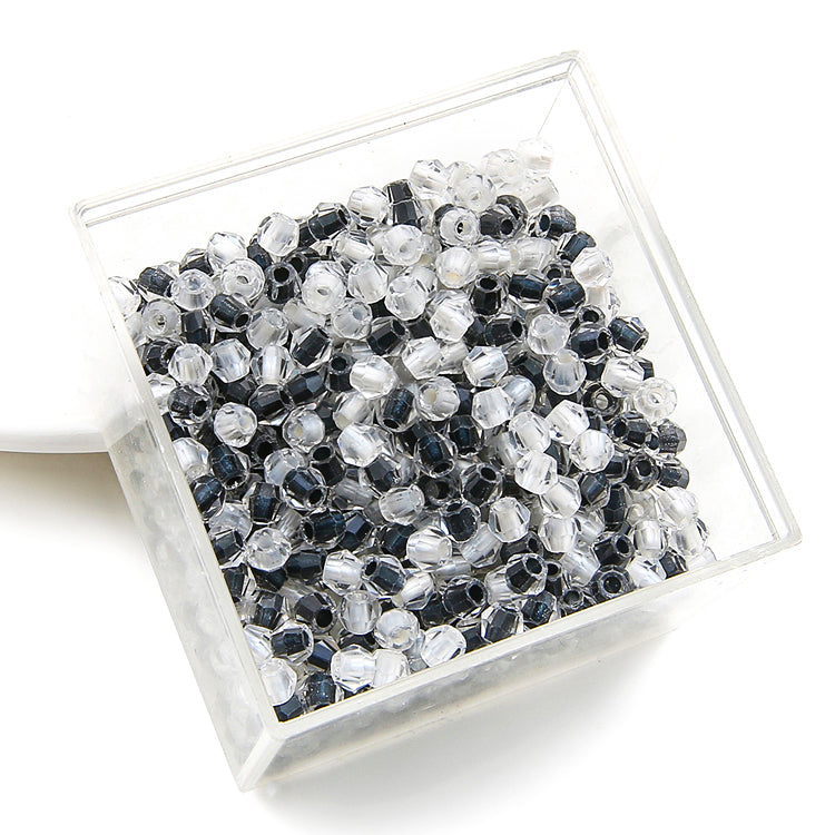 Crystal Glass Beads – Rhombus Black White Mix 4mm (100 pcs)