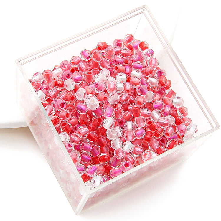 Crystal Glass Beads – Rhombus Red Pink Mix 4mm (100 pcs)