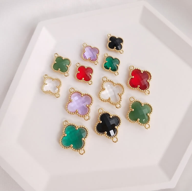 Crystal zirconium four-leaf clover DIY double hanging accessories