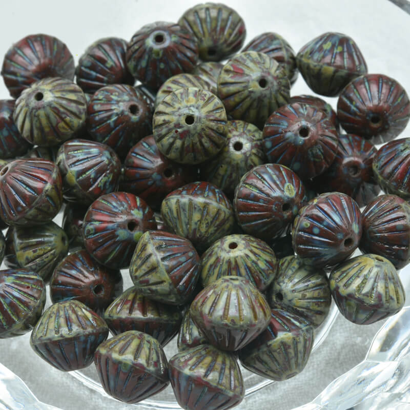 Czech Glass Bicone Beads – Opaque Red Travertin 9mm,93200-86800 (100 pcs)