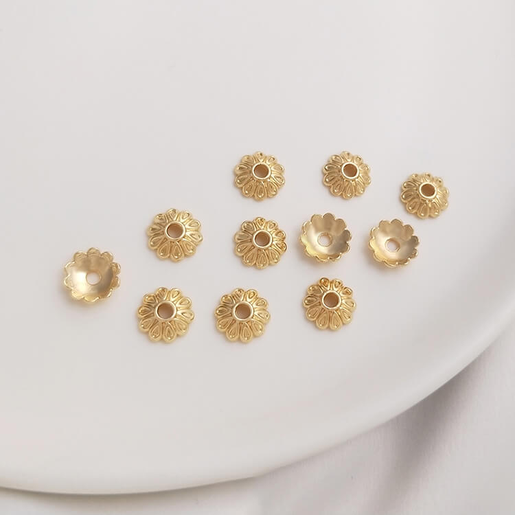 14K gold-plated daisy rose flower cap bead holder