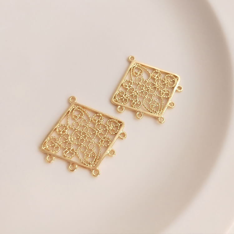 Hollow lace geometric heart-shaped diamond multi-ring tassel earrings