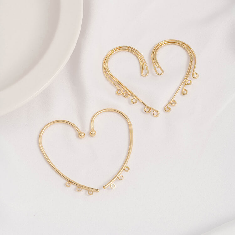 Ear Cuffs, 14k Gold Plated Multi Loop No Piercing Earring Connectors for DIY Tassel Jewelry